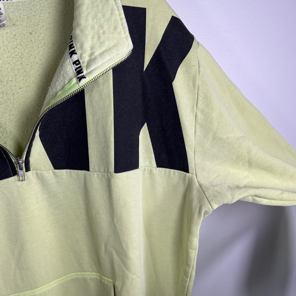 Y2K Style PINK VS Neon Green Oversized 1/4 Zip Sweatshirt Size L Read Desc - Picture 3 of 6